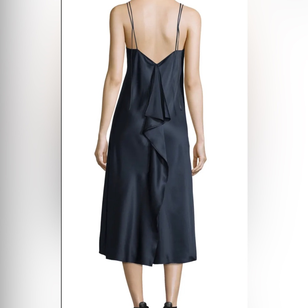 Helmut Lang Draped-Back Silk Satin Midi Dress
